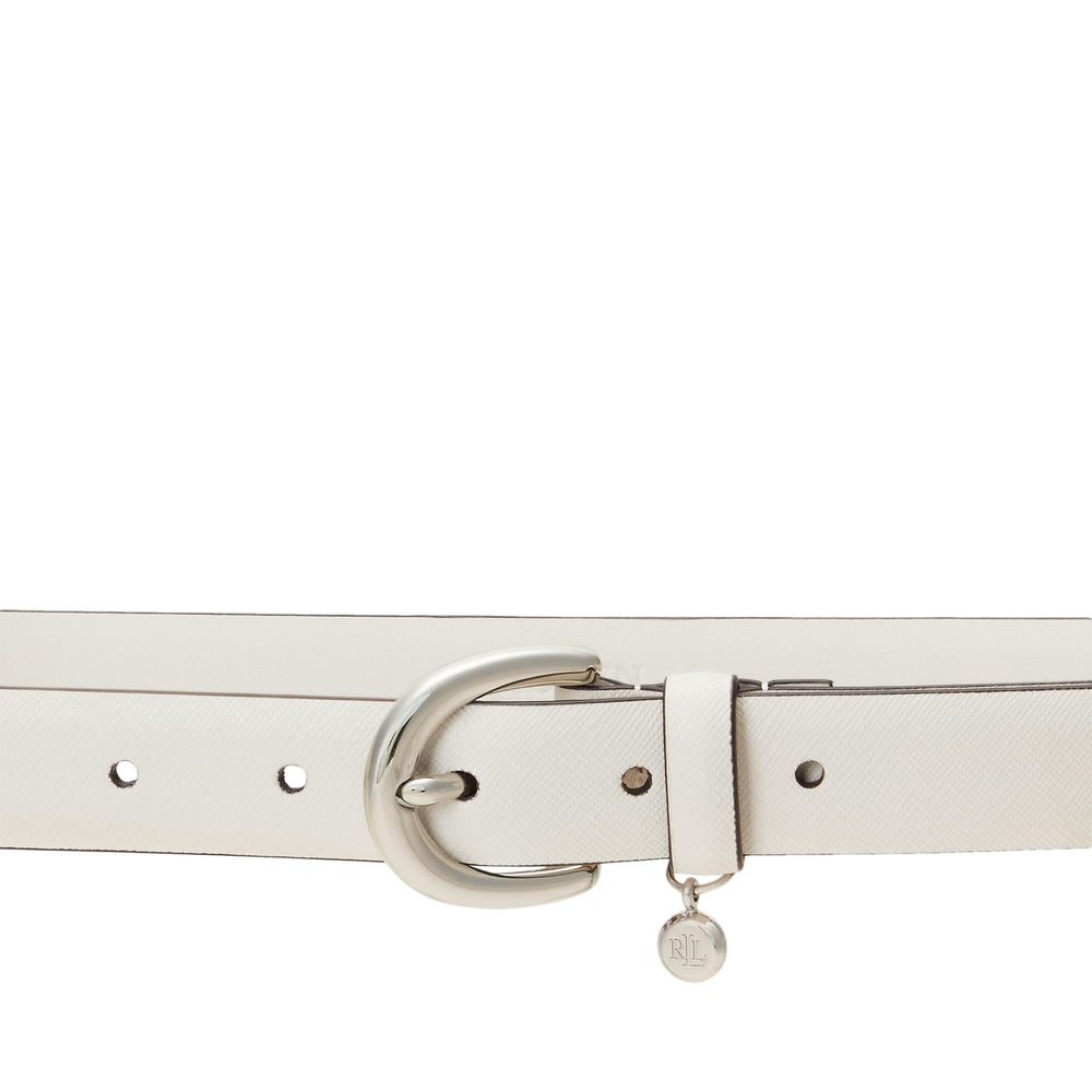 Lauren Ralph Lauren Womens Charm Crosshatch Leather Belt Soft White X-Large - Picture 2 of 2
